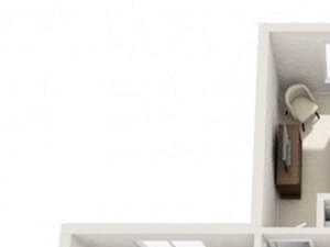 2 Bed, 1.5 Bath, 860 sq. ft. B2