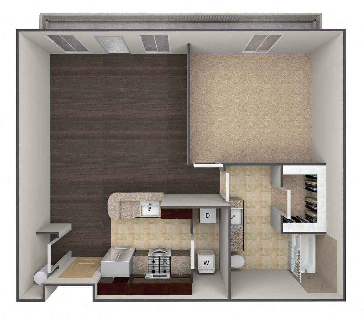 3D floor plan image for the A1A.
