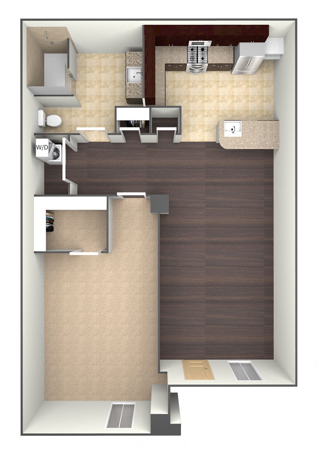3D floor plan image for the A1B.