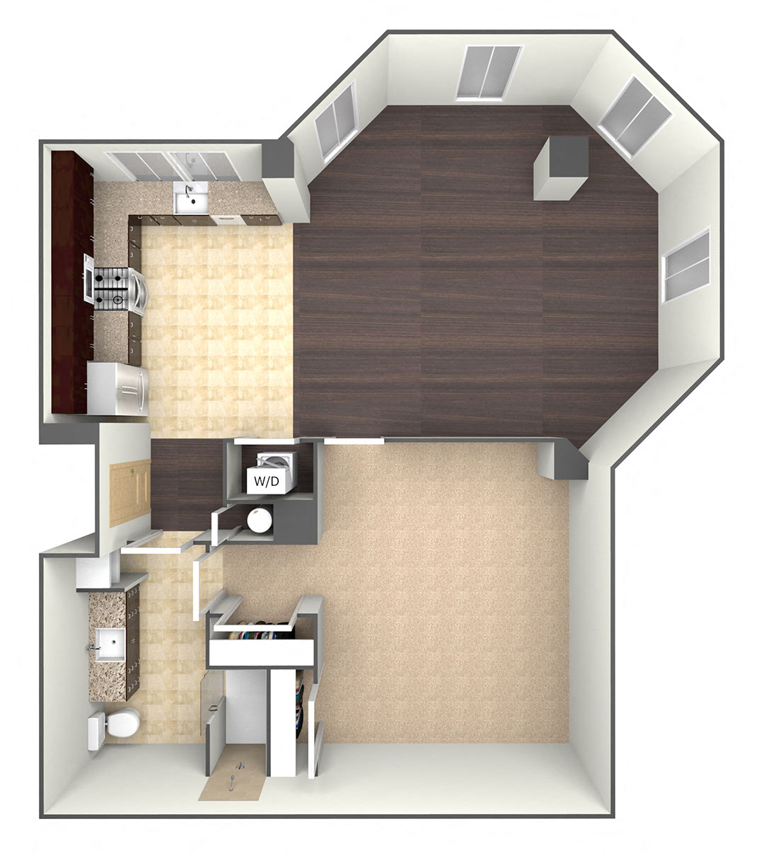 3D floor plan image for the A1D.