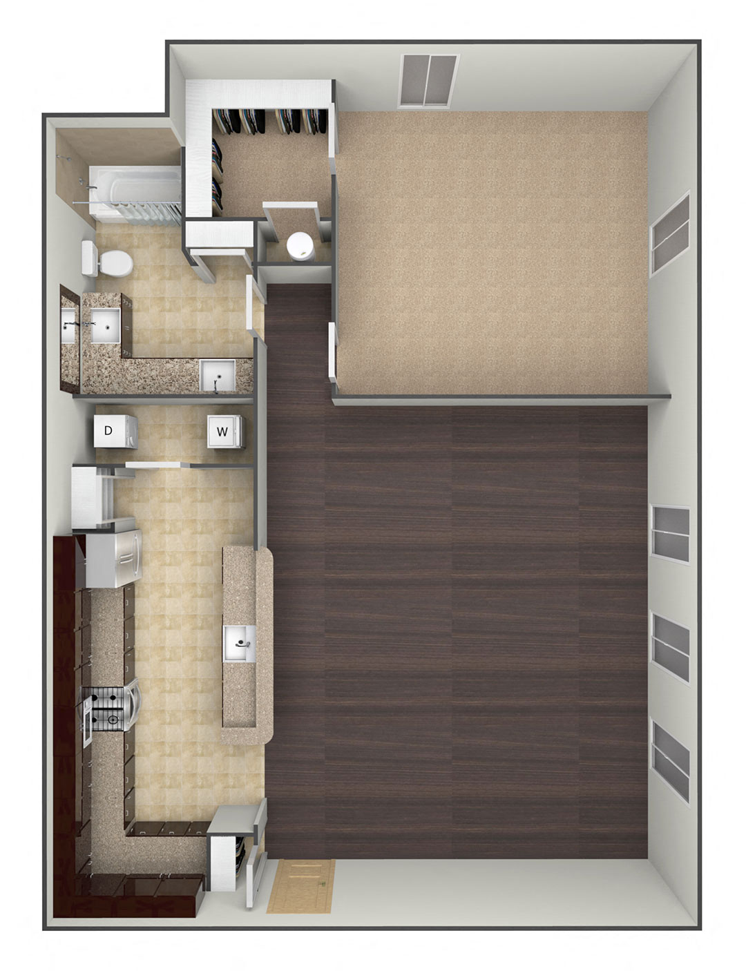 3D floor plan image for the A2E.