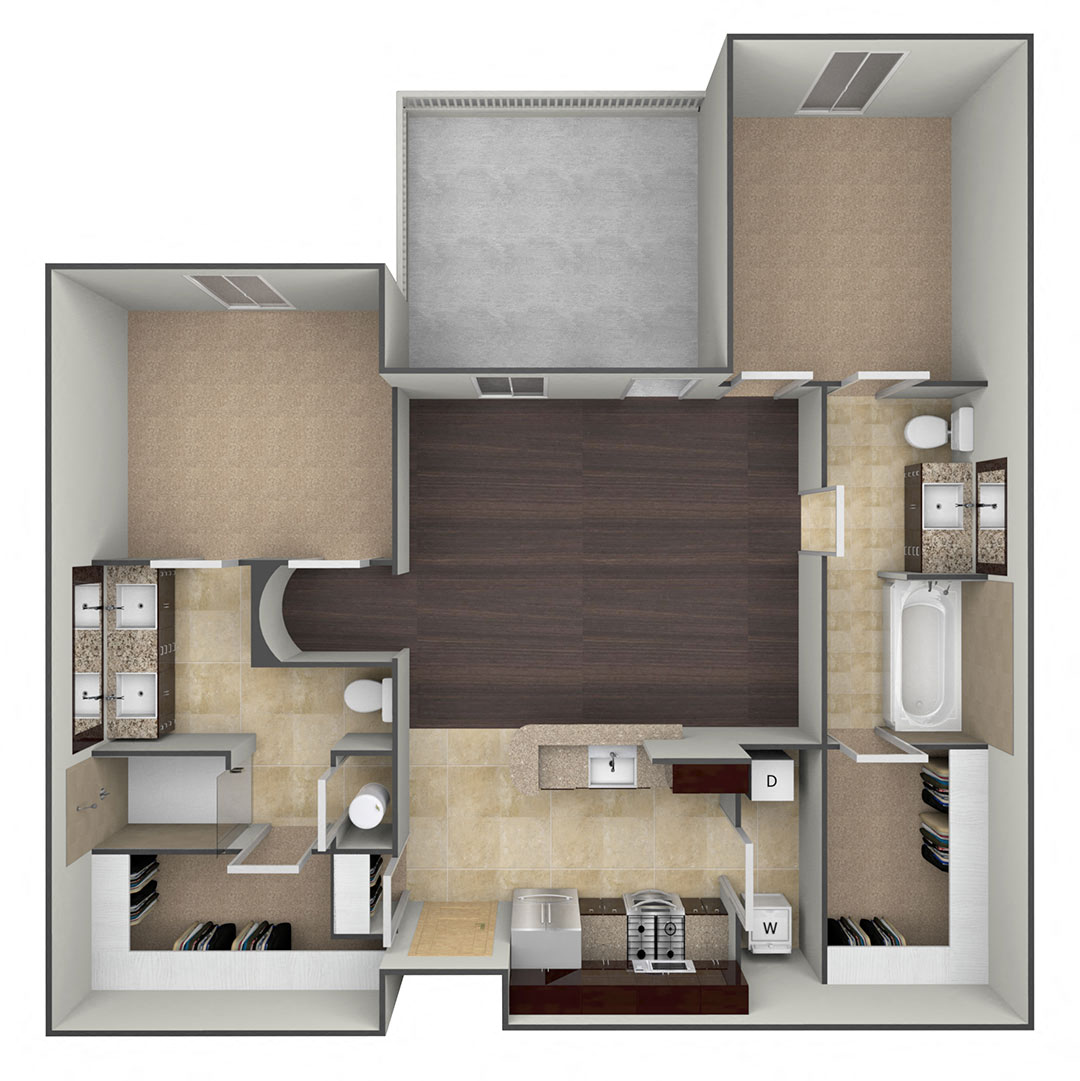 3D floor plan image for the B1.