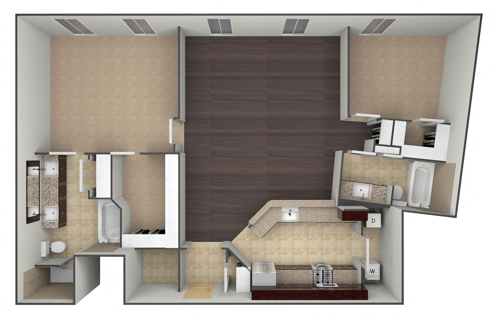 3D floor plan image for the B3A.