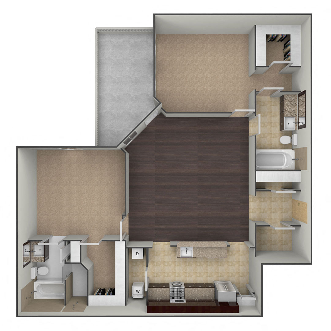 3D floor plan image for the B4.
