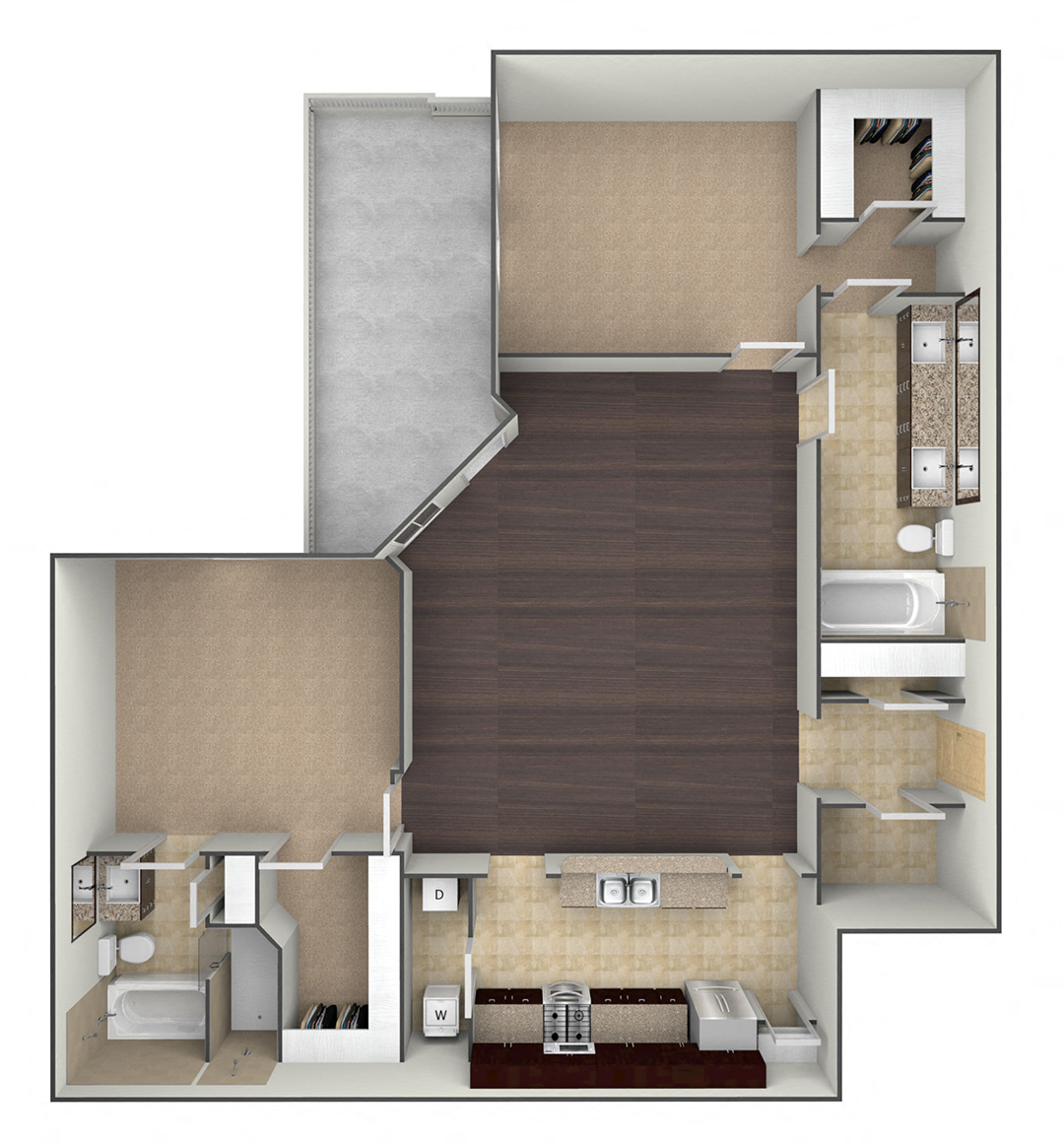 3D floor plan image for the B4A.