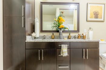 Cabinet with frame at Prairie Creek Apartments & Townhomes, Lenexa, KS, 66219