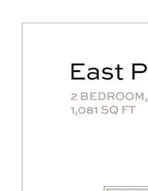 East Peak - 2 Bedroom 2 Bath Floor Plan Layout - 1081 Square Feet