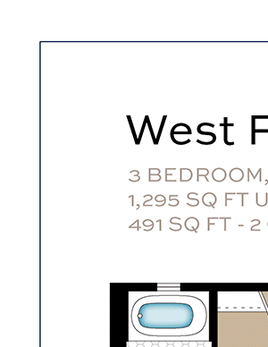 West Point Inn - 3 Bedroom 2 Bath Floor Plan Layout - 1307 Square Feet