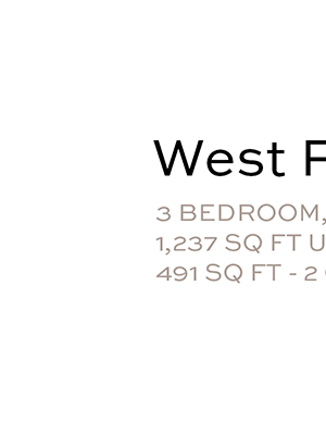West Point Inn-End Design - 3 Bedroom 2 Bath Floor Plan Layout - 1237 Square Feet