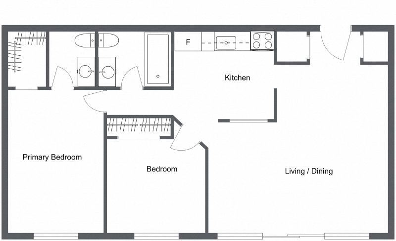 2 bedroom 1.5 bath apartment floor plan