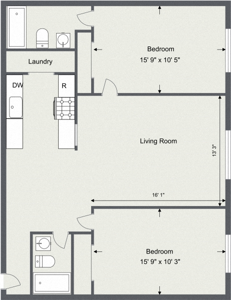 Medina Village 2 Bedroom 2 Bath 990 Sq. Ft. at  Integrity Medina Apartments,  Integrity Realty LLC, Medina, Ohio