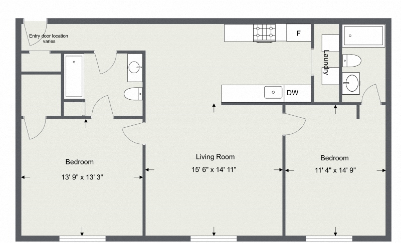 2 Bedroom 2 Bath floor plan at  Integrity Medina Apartments, Integrity Realty LLC, Medina, Ohio