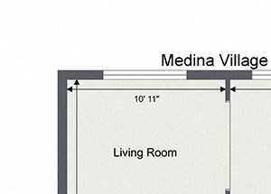 2 Bedroom 1 Bath 860sf nest Floor Plan 2 Bedroom 1 Bath 860sf nest Floor Plan at Medina Village Apartments - SPM, Integrity Realty LLC, Medina, Ohio