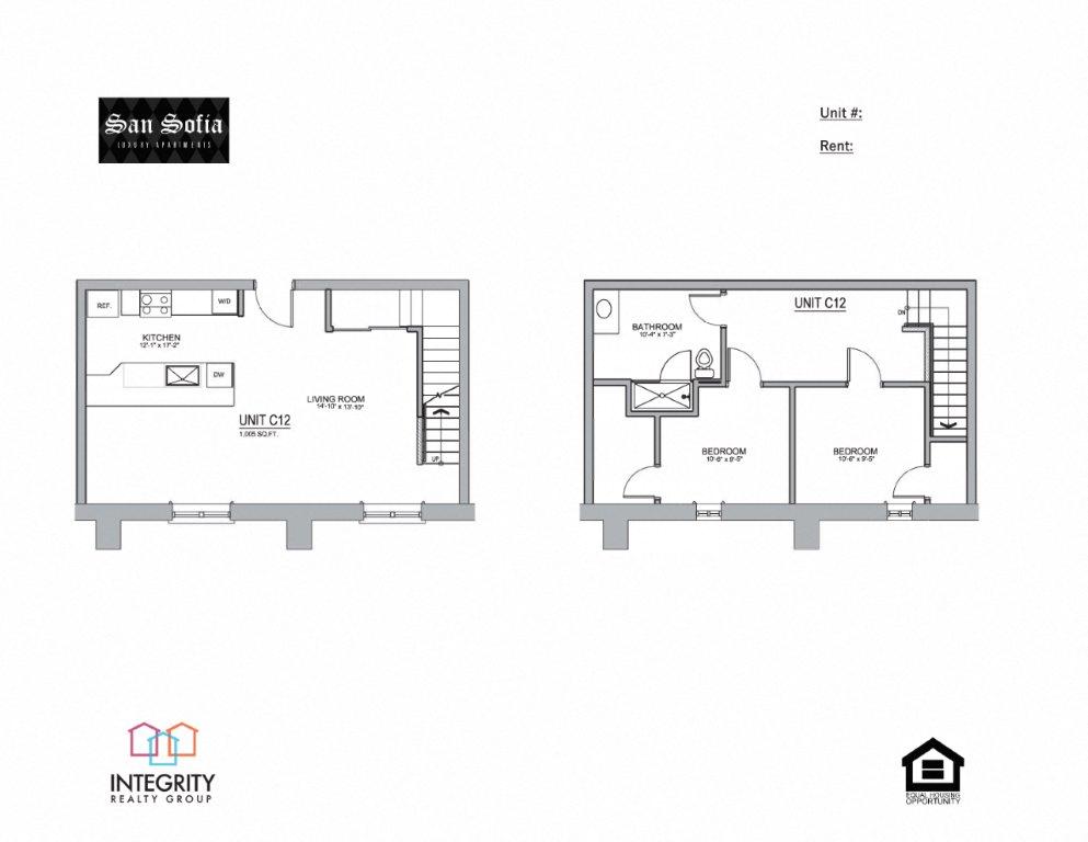 C12 1005 Sq. Ft Floor Plan at San Sofia Luxury Apartments , Integrity Realty LLC, Cleveland, 44113
