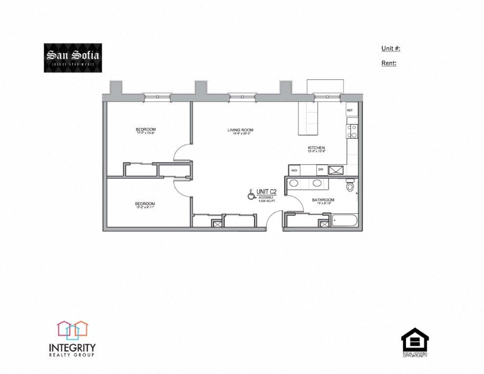 C2 1020 Sq. Ft Floor Plan at San Sofia Luxury Apartments , Integrity Realty LLC, Ohio