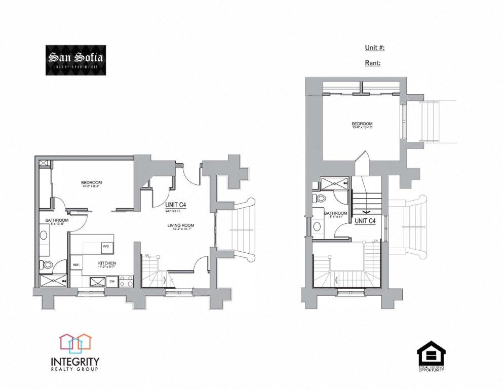 C4 947 Sq. Ft Floor Plan at San Sofia Luxury Apartments , Integrity Realty LLC, Cleveland