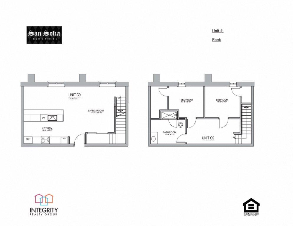 C9 1005 Sq. Ft Floor Plan at San Sofia Luxury Apartments ,Integrity Realty LLC, Ohio, 44113
