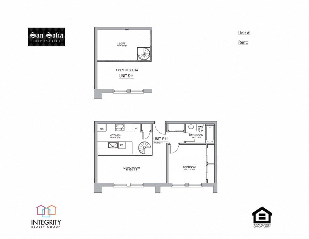 S11 675 Sq. Ft Floor Plan at San Sofia Luxury Apartments , Integrity Realty LLC, Cleveland, 44113