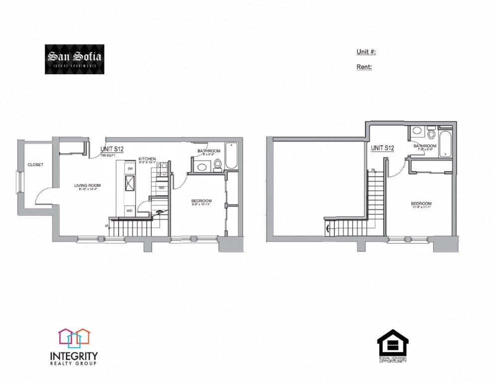 S12 798 Sq. Ft Floor Plan at San Sofia Luxury Apartments , Integrity Realty LLC, Cleveland, OH