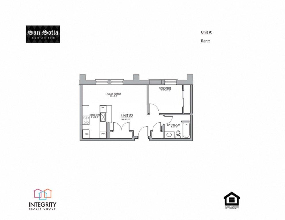 S2 546 Sq. Ft Floor Plan at San Sofia Luxury Apartments , Integrity Realty LLC, Cleveland