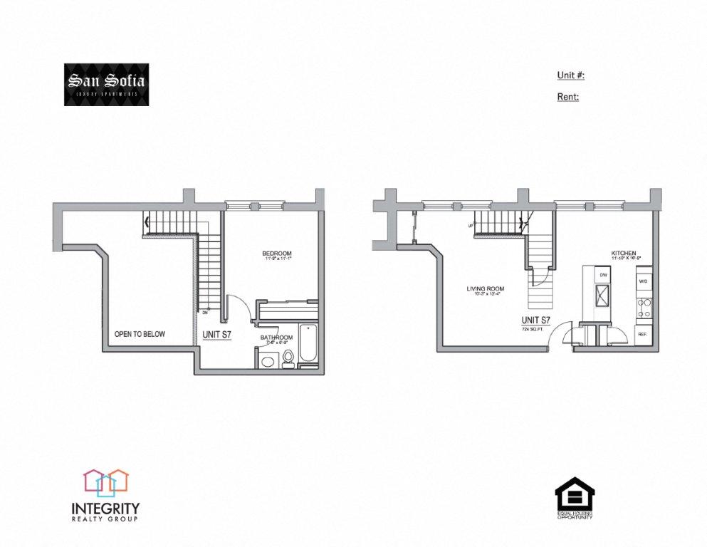 S7 724 Sq. Ft Floor Plan at San Sofia Luxury Apartments , Integrity Realty LLC, Cleveland, Ohio