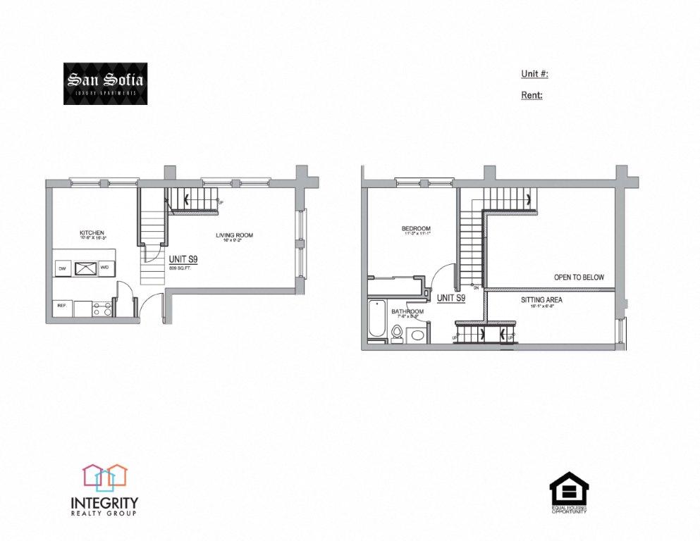 S9 809 Sq. Ft Floor Plan at San Sofia Luxury Apartments , Integrity Realty LLC, Cleveland, Ohio