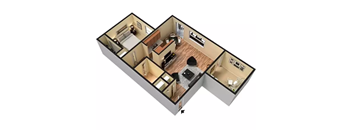 2 Bed 1 Bath D Floorplan