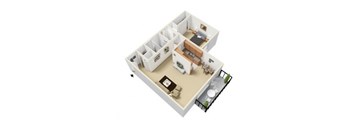 1 Bed 1 Bath A Floorplan