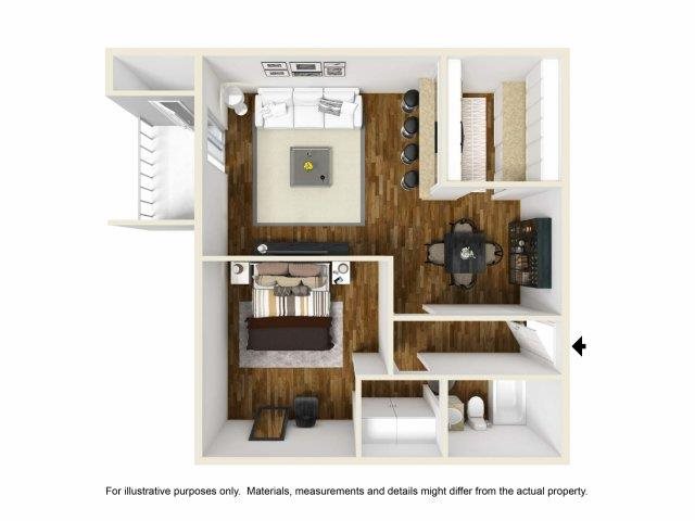 1 bed 1 bath a floorplan