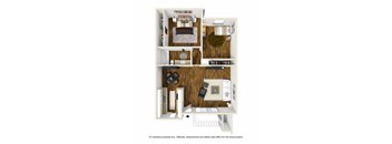 2 bed 1 bath a floorplan