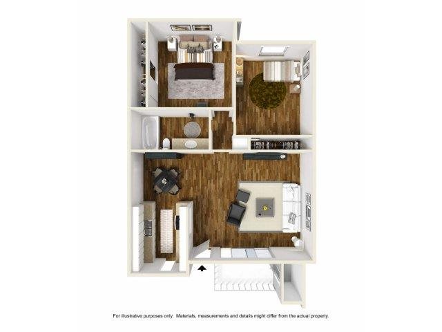 2 bed 1 bath a floorplan