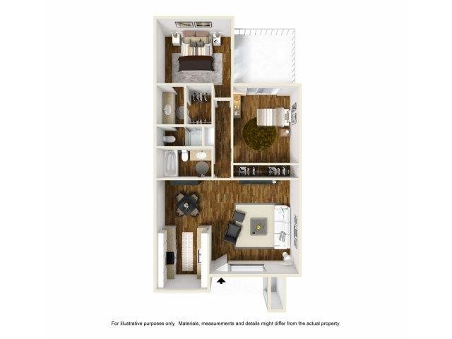 2 bed 2 bath a floorplan