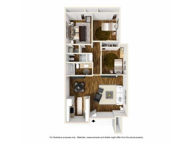 3 bed 2 bath a floorplan