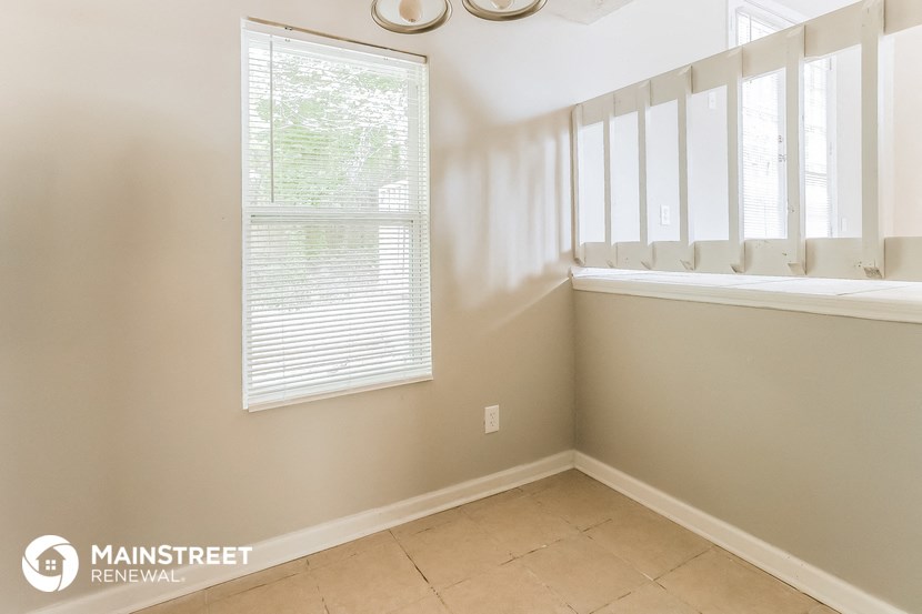 the corner of a room with a window and a window sill