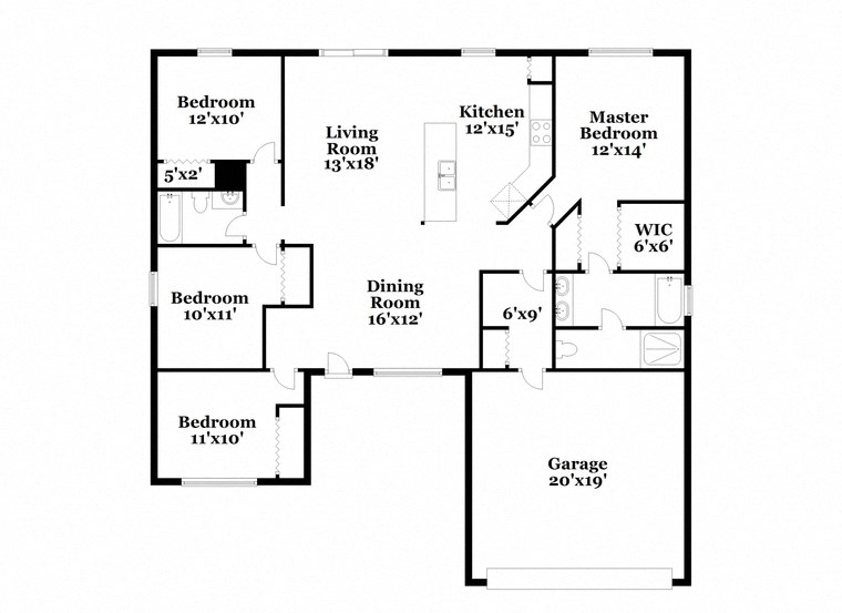 a floor plan of a house with a combination of bedrooms and a living room