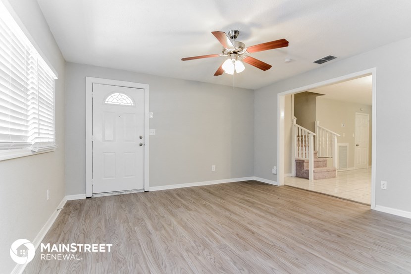 the living room is clean and ready to be staged