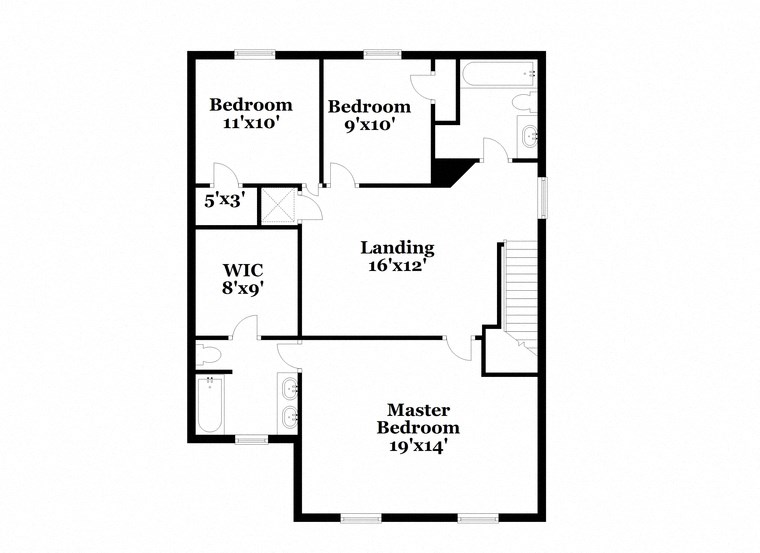 a floor plan of a house with an open concept floor plan with bedrooms and baths