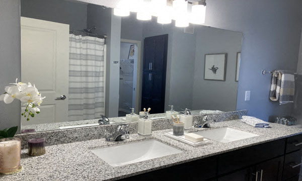 bathroom with double sink vanity
