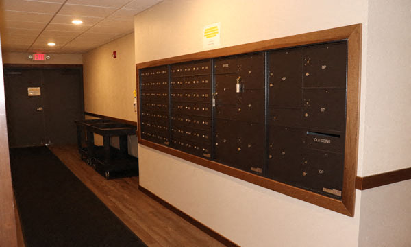 a bulletin board on a wall in a room