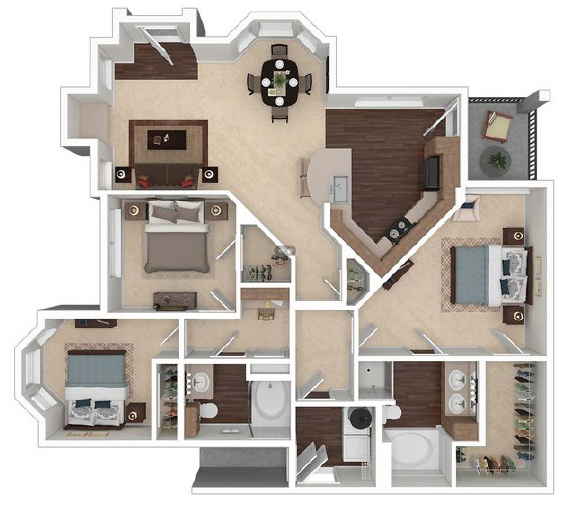 3X2 units available at Residences at SpringRidge Apartment Homes | Shreveport, LA