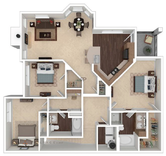 3X2 units available at Residences at SpringRidge Apartment Homes | Shreveport, LA