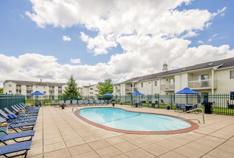 our apartments have a pool and lounge chairs