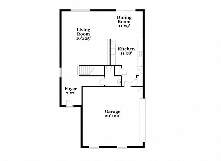 a floor plan of a house with a bedroom and a living room