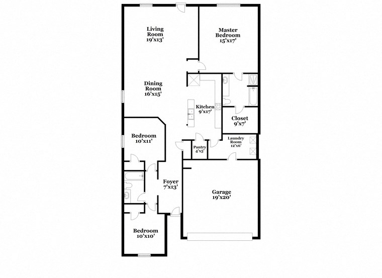 a floor plan of a house with two floors and a garage