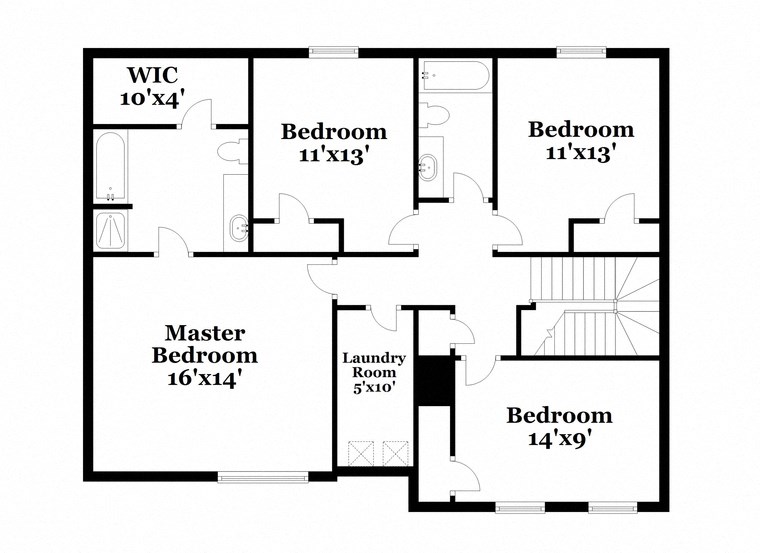 a floor plan of a house with bedrooms and baths and a master bedroom