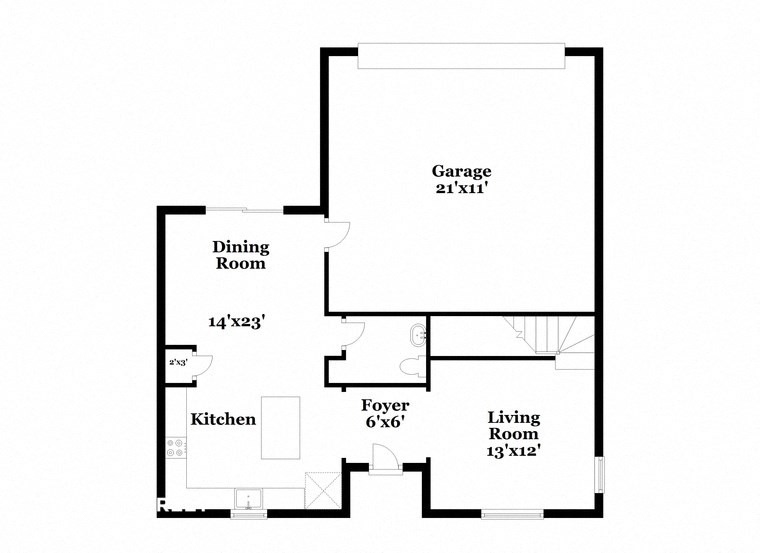 a floor plan of a house with a bedroom and a living room