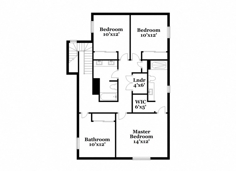 a floor plan of a house with a combination of bedrooms and baths