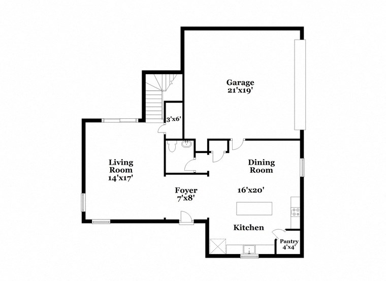a floor plan of a house with a bedroom and a living room