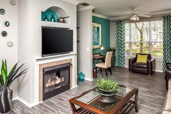Gas Fireplace at The Grand Reserve at Tampa Palms Apartments, Florida