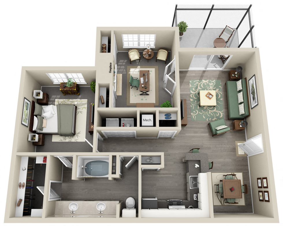 One Bedroom One Bathroom with Den  at The Grand Reserve at Tampa Palms Apartments, Florida